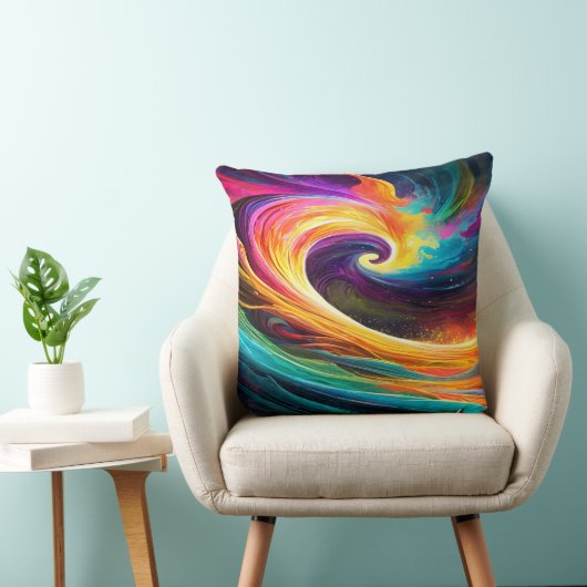 Abstract Vibrant Wave Throw Pillow クッション (椅子)