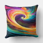 Abstract Vibrant Wave Throw Pillow クッション (裏面)