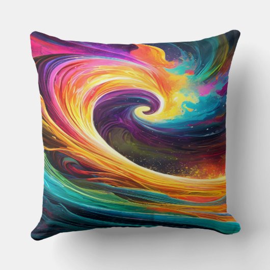 Abstract Vibrant Wave Throw Pillow クッション (裏面)