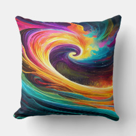 Abstract Vibrant Wave Throw Pillow クッション