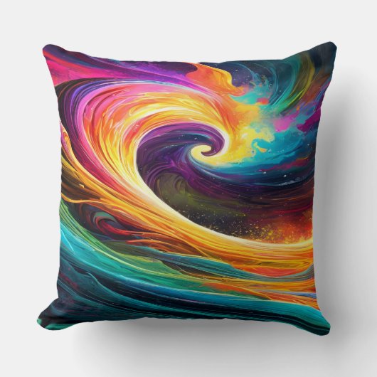 Abstract Vibrant Wave Throw Pillow クッション (正面)