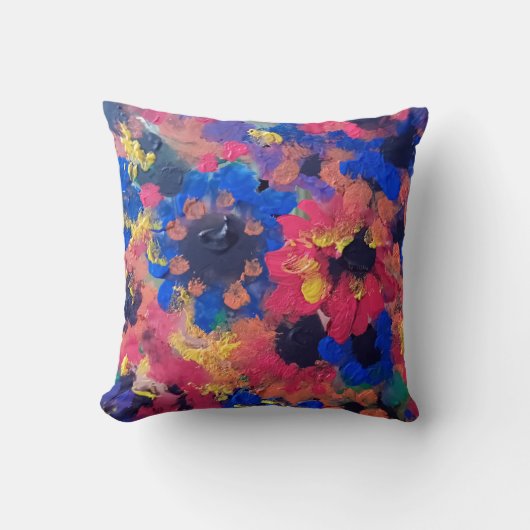 Abstract vintage flowers クッション (正面)