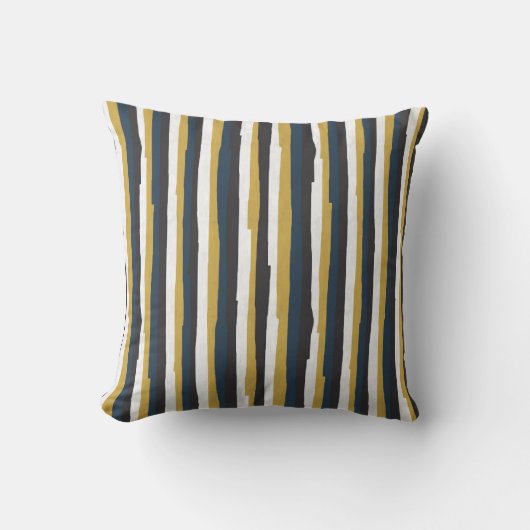 Abstract vintage stripes golden navy クッション (正面)