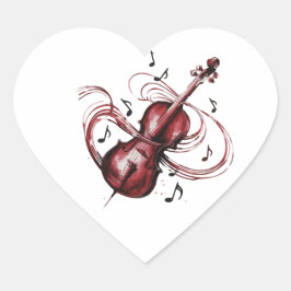 Abstract violin heart-shaped stickers ハートシール