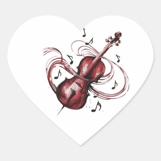 Abstract violin heart-shaped stickers ハートシール (正面)