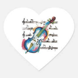 Abstract violin heart-shaped stickers ハートシール