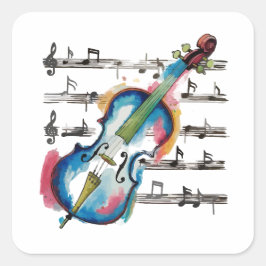 Abstract Violin Square Sticker スクエアシール