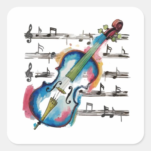 Abstract Violin Square Sticker スクエアシール (正面)