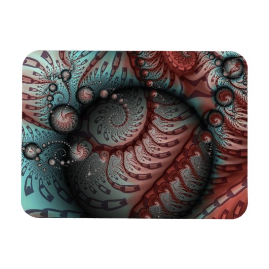 Abstract Vivid Fantasy Fractal Art Brown Blue マグネット (横)