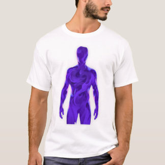 Abstract Void Human ホワイトTシャツ - パープル エナジー Tシャツ