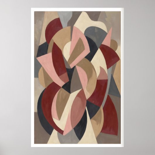 Abstract Wall Art Geometric Curved Bands and ポスター (正面)