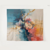 abstract wall art,modern art print,female portrait タペストリー (正面(横))