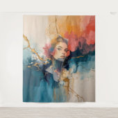 abstract wall art,modern art print,female portrait タペストリー (正面)