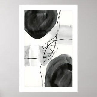 Abstract Wall Art Print Graphite Circles and Fine ポスター