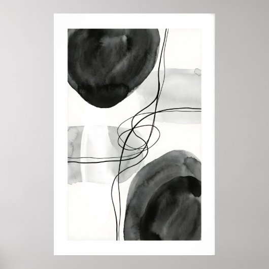 Abstract Wall Art Print Graphite Circles and Fine ポスター (正面)