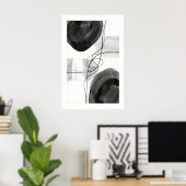 Abstract Wall Art Print Graphite Circles and Fine ポスター (ホームオフィス)
