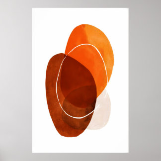 Abstract Wall Art Print Orange and Brown Ovals ポスター