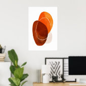 Abstract Wall Art Print Orange and Brown Ovals ポスター (ホームオフィス)