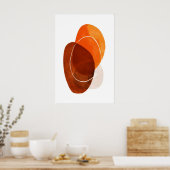 Abstract Wall Art Print Orange and Brown Ovals ポスター (キッチン)