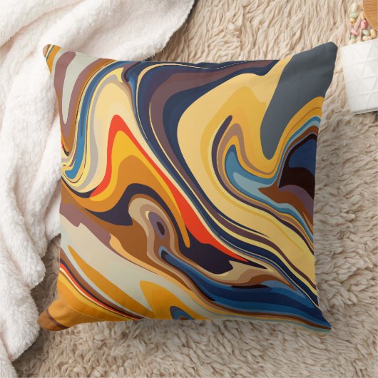 Abstract Warm and Cool Flowing Pattern クッション (ブランケット)