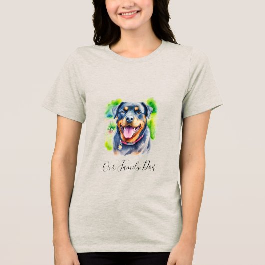 Abstract Water Color Rottweiler Family Pet トライブレンドＴシャツ (正面)
