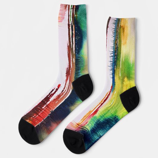 Abstract Watercolor Art Socks ソックス (左)
