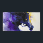 Abstract Watercolor Black Horse Portrait デスクマット<br><div class="desc">Mystic abstract watercolor portrait of a powerful black horse,  flowing in deep shades of purple with luminous golden accents.</div>
