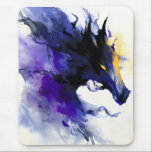 Abstract Watercolor Black Horse Portrait マウスパッド<br><div class="desc">Mystic abstract watercolor portrait of a powerful black horse,  flowing in deep shades of purple with luminous golden accents.</div>