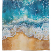Abstract watercolor blue sea  シャワーカーテン (正面)