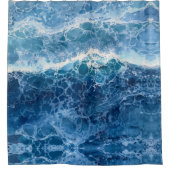 Abstract watercolor blue sea  シャワーカーテン (正面)