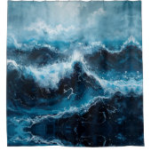 Abstract watercolor blue sea  シャワーカーテン (正面)