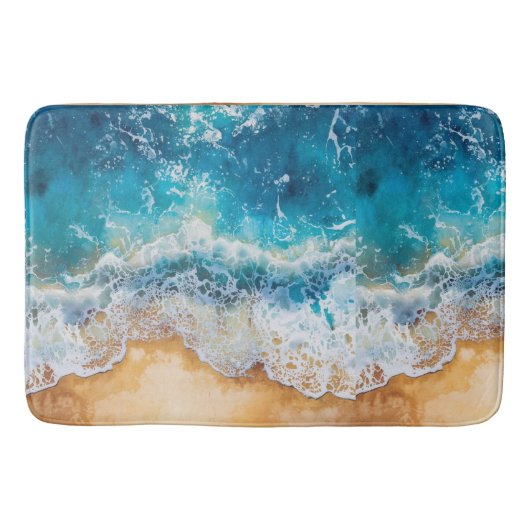 Abstract watercolor blue sea  バスマット (正面)