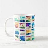 Abstract Watercolor Cloud Squares コーヒーマグカップ (左)
