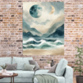 Abstract Watercolor Coastal Waves Poster Print ポスター