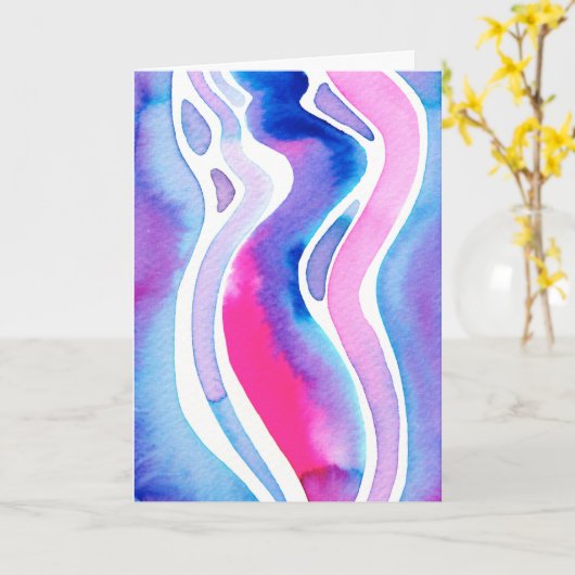 Abstract Watercolor Design カード (黄色い花)
