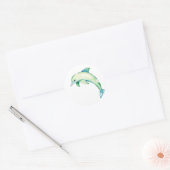 Abstract Watercolor Dolphin with Sea Stars ラウンドシール (封筒)