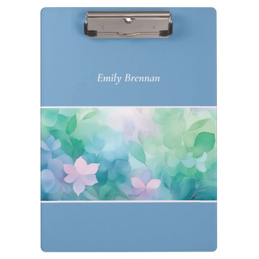 Abstract Watercolor Floral Personalized Clipboard クリップボード (正面)