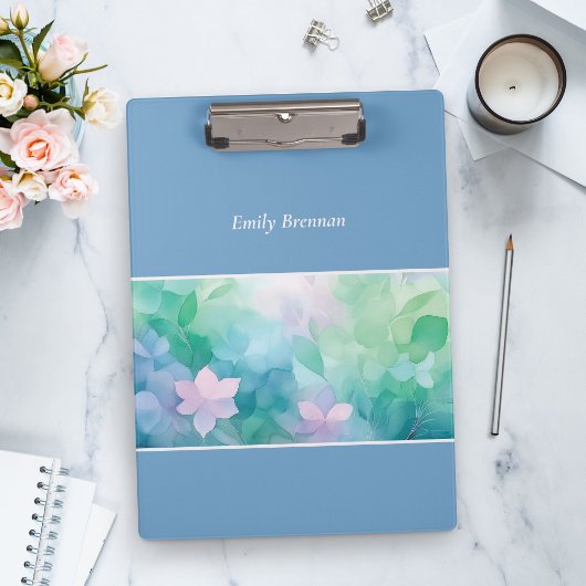 Abstract Watercolor Floral Personalized Clipboard クリップボード