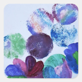 Abstract Watercolor Floral Sticker スクエアシール