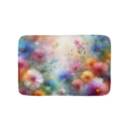 Abstract Watercolor Florals Bath Mat バスマット