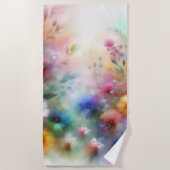 Abstract Watercolor Florals Beach Towel ビーチタオル (正面)