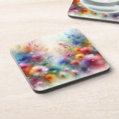 Abstract Watercolor Florals Coaster コースター (左側)