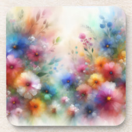 Abstract Watercolor Florals Coaster コースター