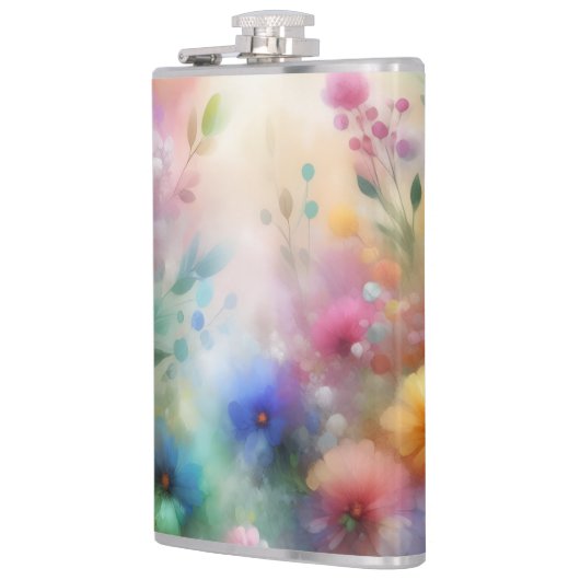 Abstract Watercolor Florals Flask フラスク (左)