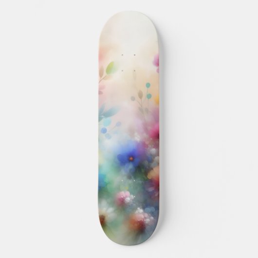 Abstract Watercolor Florals Skateboard スケートボード (正面)
