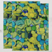 Abstract Watercolor Green Teal Blue Paper Sheet (正面/裏面)