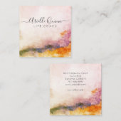 Abstract Watercolor Life Coach スクエア名刺 (正面/裏面)