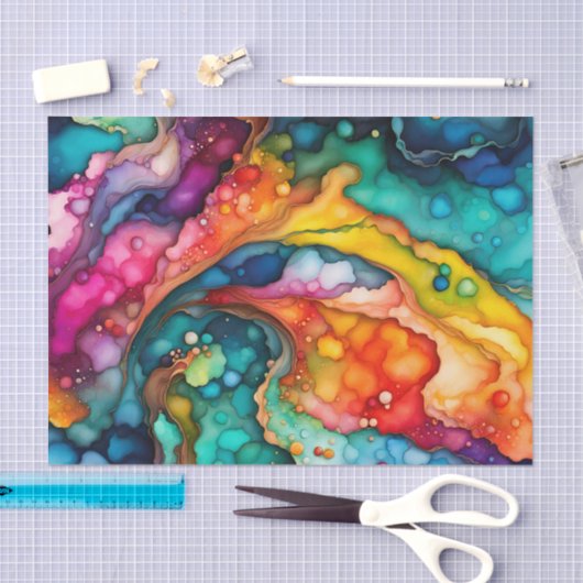 Abstract Watercolor Motion Waves Tissue Paper 薄葉紙 (クラフト)