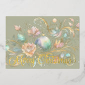 Abstract Watercolor Pastel Christmas Design 箔シーズンカード (正面)