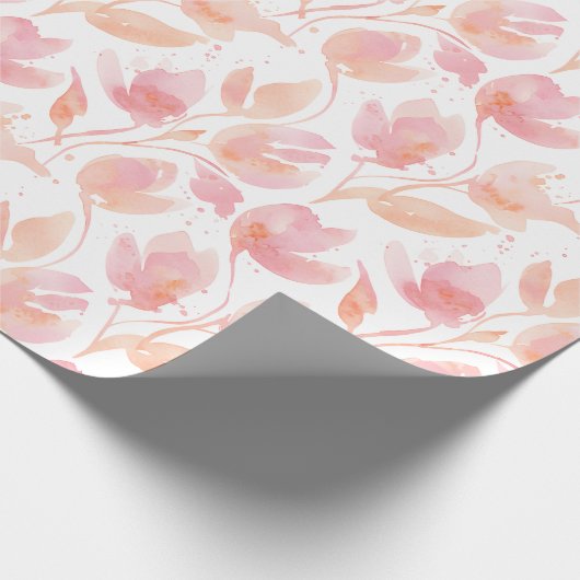 Abstract Watercolor Pattern in Peach and Pink ラッピングペーパー (角)